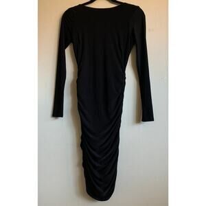 Lulus Black Ruched Open Back Long Sleeve Mini Dress Size XS NWT
